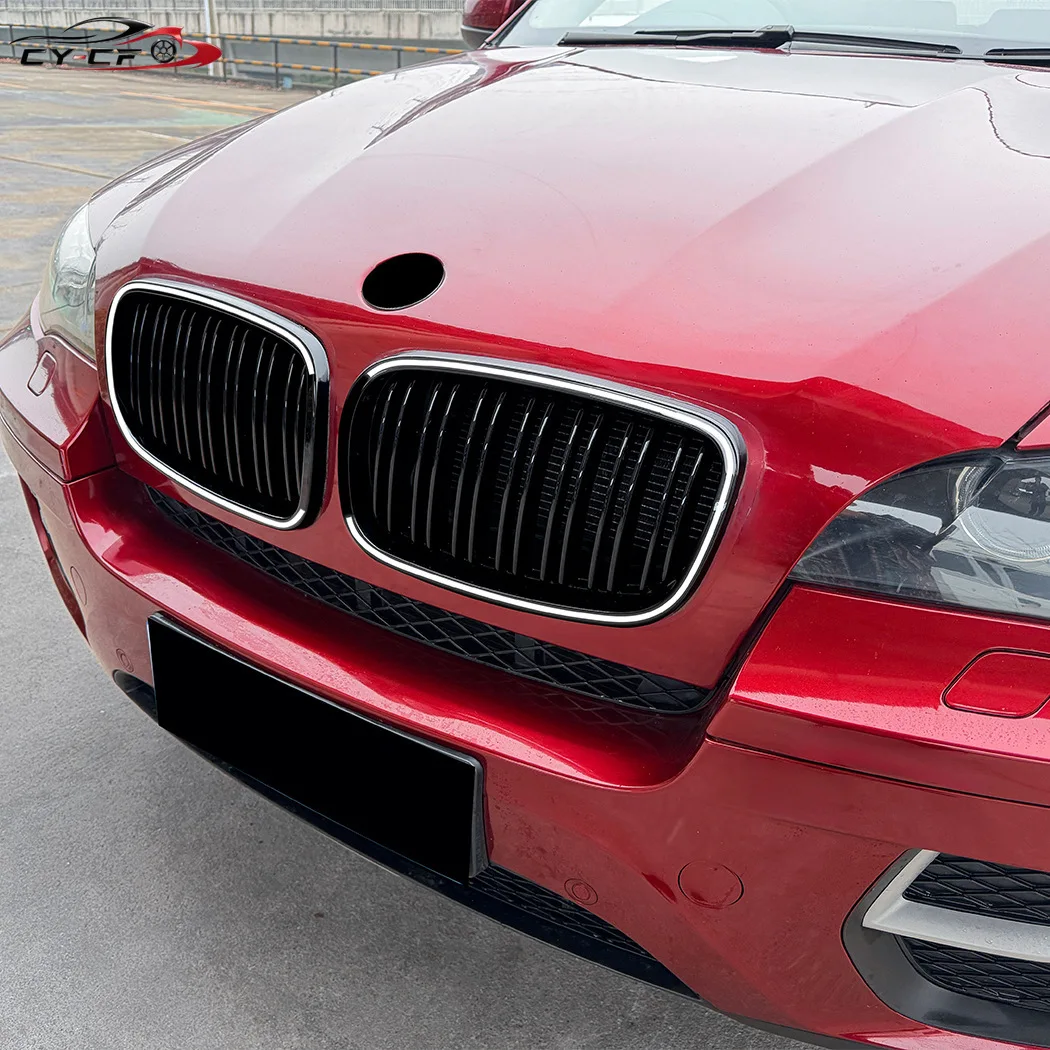 Фото Для BMW X5 E70 X6 E71 2006-2013: Комплект для модификации кузова — передняя решетка воздухозаборника с LED-подсветкой, глянцевый черный цвет №3