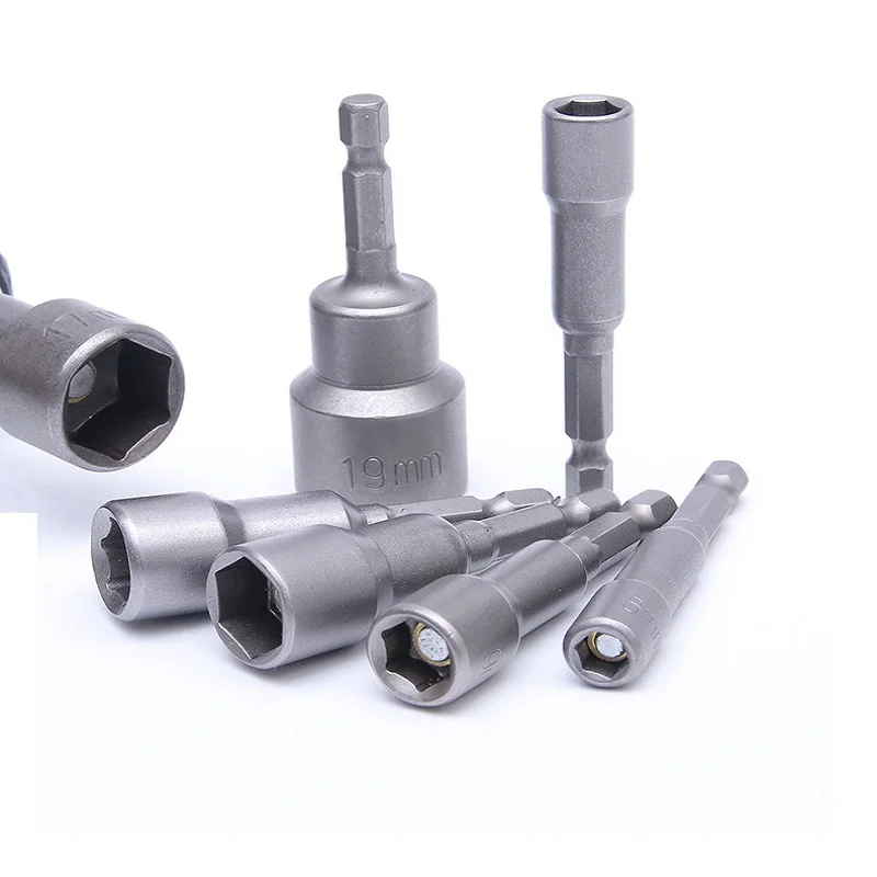 

2PCS/SET 6-12mm Hex Shank Screwdriver Conversion Strong Magnetic Socket Wrench Manual Tool Sleeve Set Socket Wrench