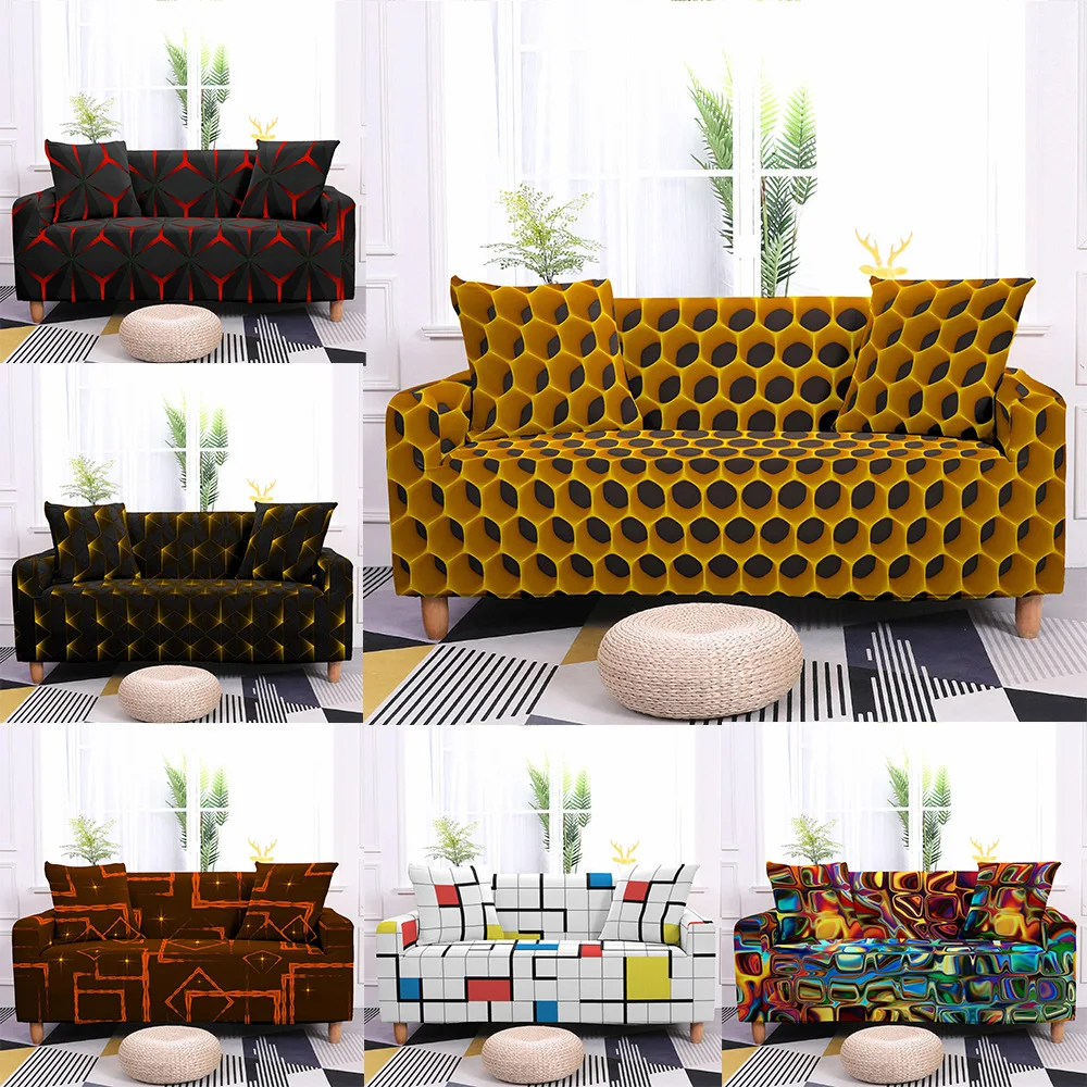 

New 3D Digital Printed Stretch Sofa Cover For Living Room 1/2/3/4 Seater All-inclusive Elastic Couch Covers Slipcover Home Decor