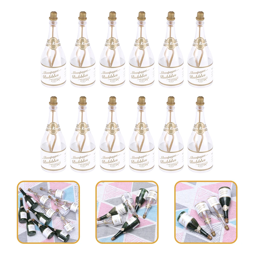 

12pcs Champagne Bubble Bottles Champagne Bubble Bottle Party Gift Atmosphere Props Wedding Bubble Bottles Empty Bubble Bottles