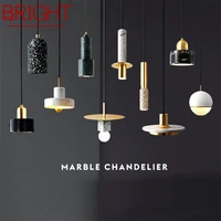 bright nordic pendant lamp modern creative luxury led brass fixtures marble decorative for home chandelier