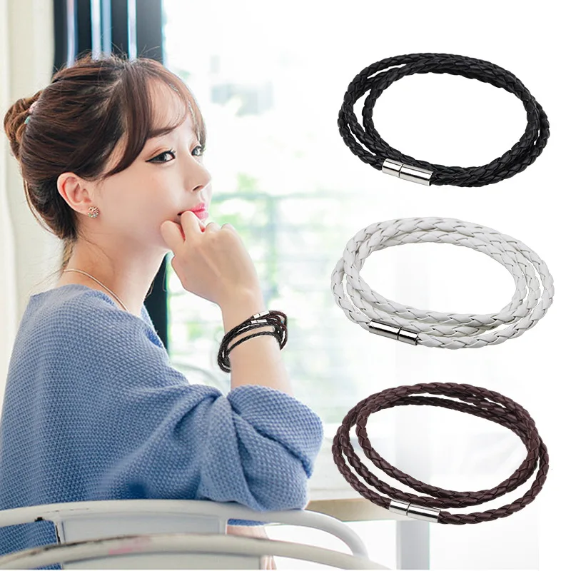 

Charmsmic Three Layers Twisted Braided Leather Bracelets Sets For Women Young Girls Fashion Hand Jewelry Decoration Wholesale