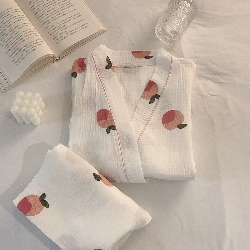 

2022 Spring New Light Luxury Pajamas Women Japanese Long-sleeved Cute Fashion Home Wear Pajamas Set Simple Styleboutiqueclothing