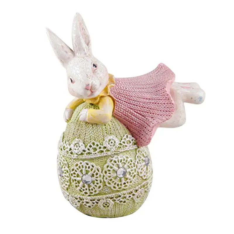

Rabbit Easter Bunny Egg Hare Figurine Cute Resin Craft Living Room Decoration Gifts