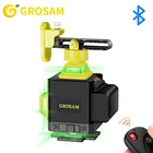 Зеленый лазерный уровень GROSAM, 16 линий, 4D, 360 Горизонтальные и вертикальные перекрестные линии с автоматическим самовыравниванием в помещении и на улице