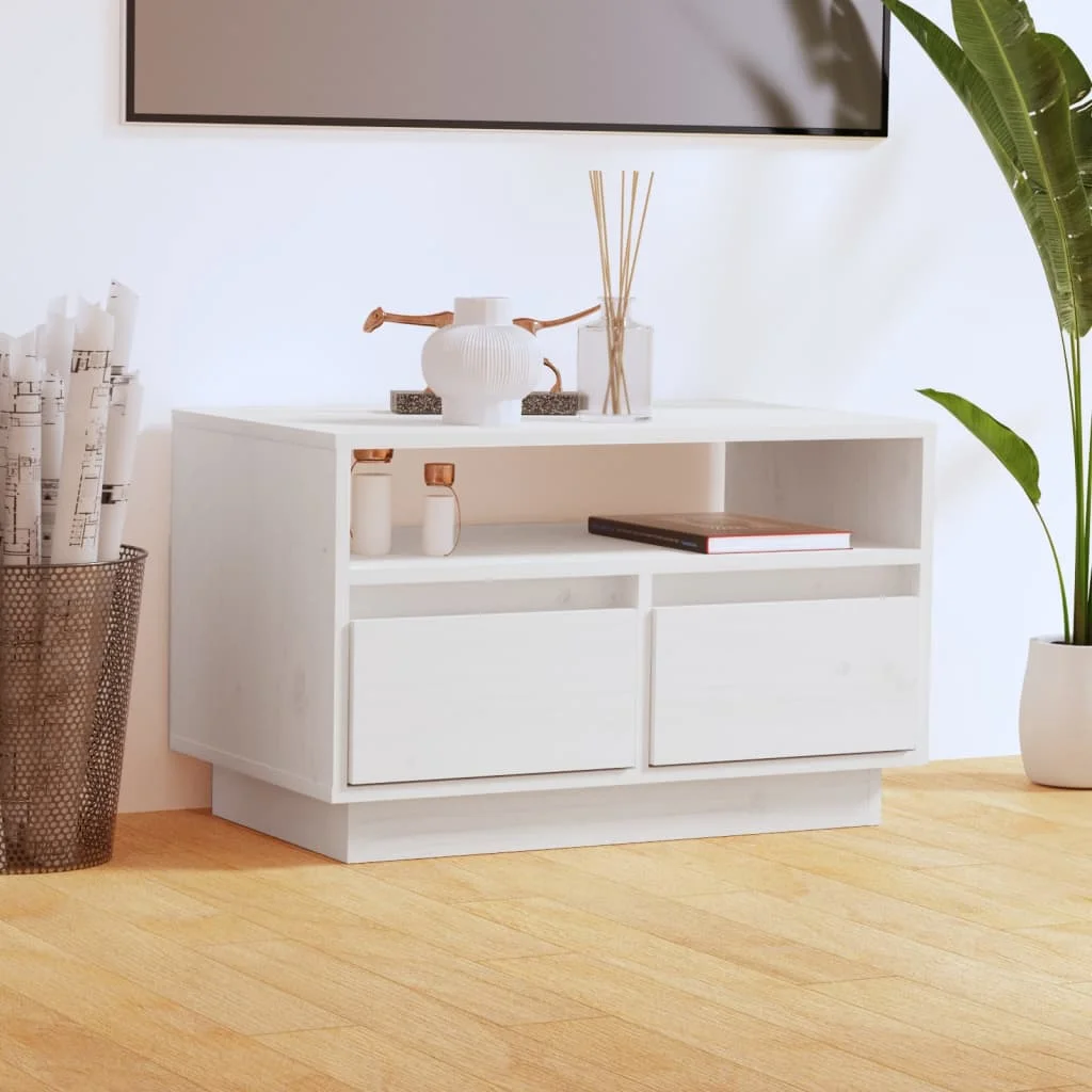 

White TV cabinet 60x35x37 cm solid pine wood