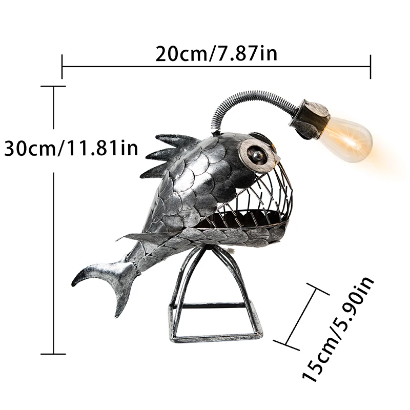 Винтажная настольная лампа в форме рыб ночник акулы металлический USB-светильник