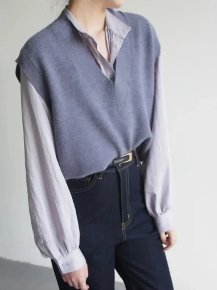 Весенние и осенние женские рубашки с длинными рукавами в темную полоску