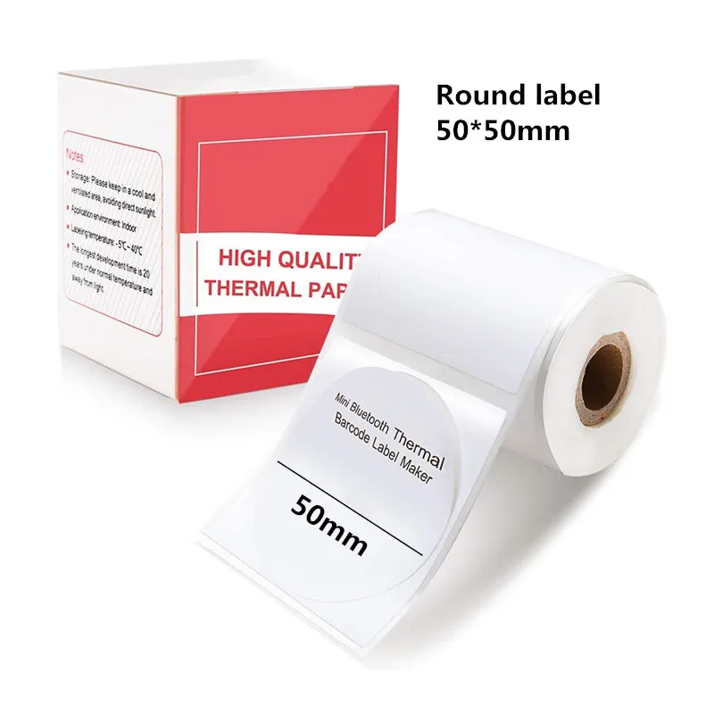 

50x50mm round sticker thermal label for M110/M200/220 printer 140 sheets/roll