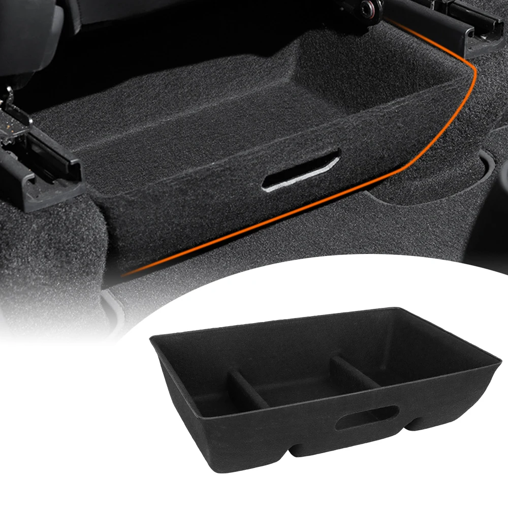 

High Capacity Organizer Case For Tesla Model Y Under Seat Hidden Box Black Felt Cloth Drawer Holder Storage Box