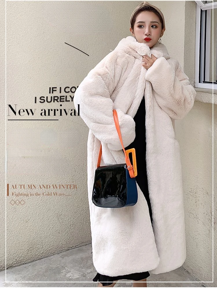 Winter Thick Warm Longer Faux Fur Coats Women 2022 Casual Long Sleeve Oversize Teddy Bear Coat Solid Colar High Street Outwears