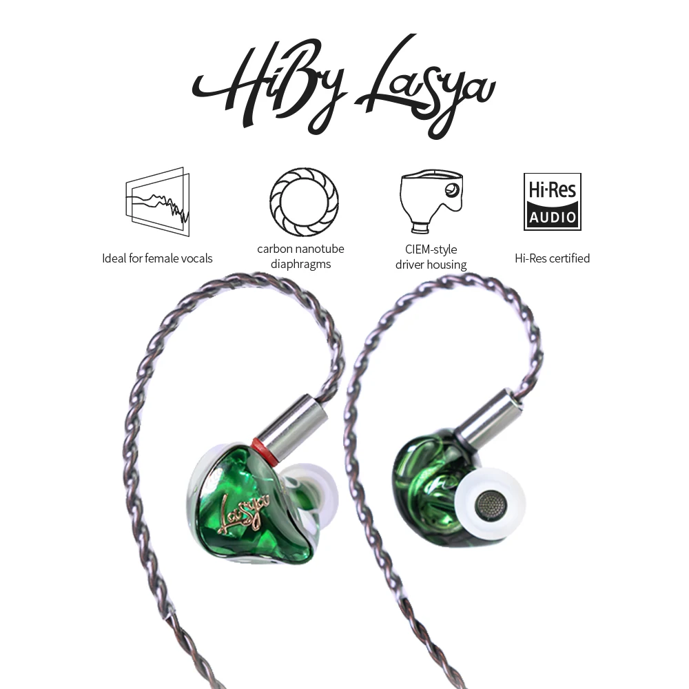 

HiBy Lasya 10mm 1DD In-Ear HiFi Monitor Earphones IEM wired Hi-Res Headphones Detachable MMCX Earbuds for Android iOS PC MP3