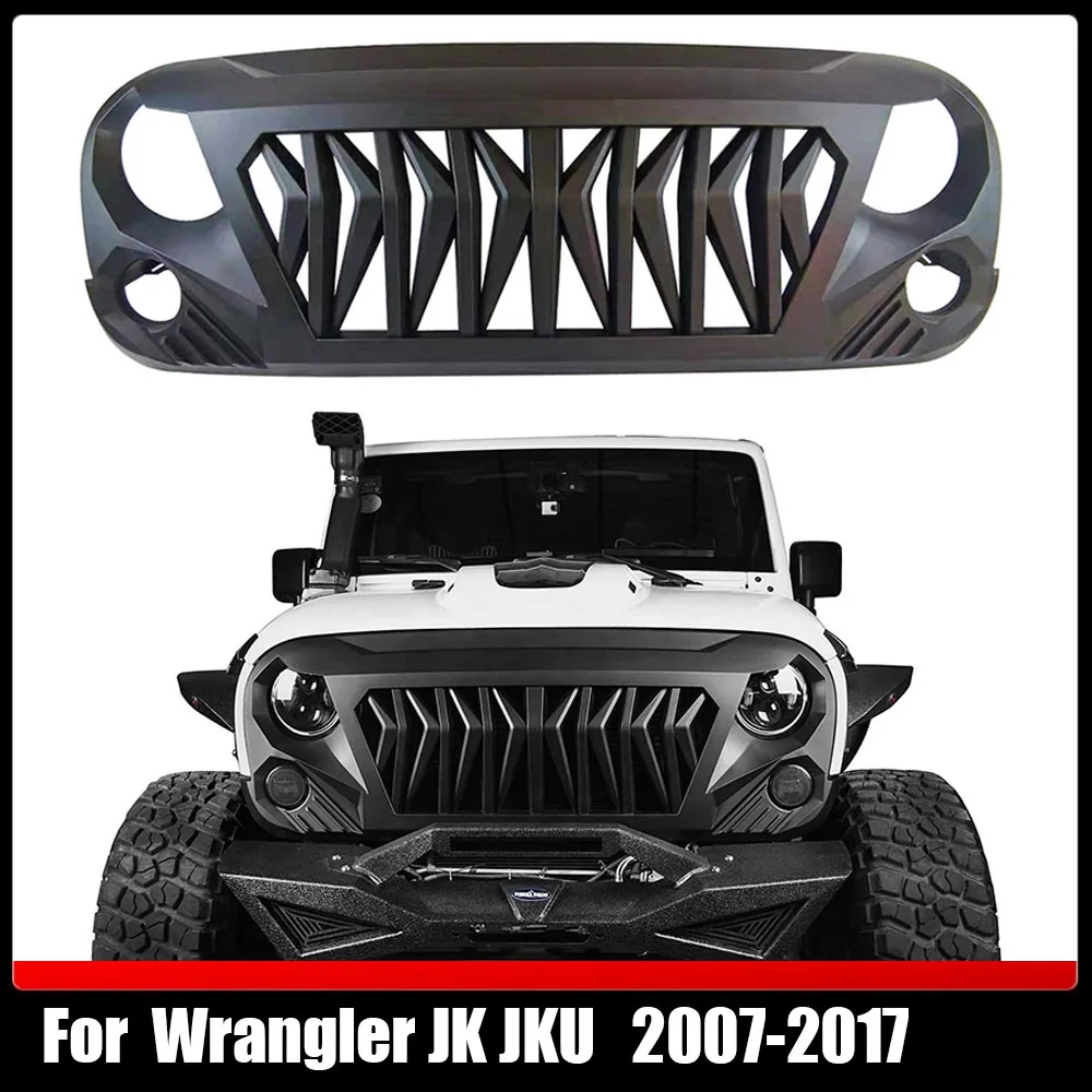 

ABS Racing Grill Radiator Grille Front Bumper Mesh Grills Cover With Amber LED Lights Accessories For Wrangler JK JKU 2007-2017