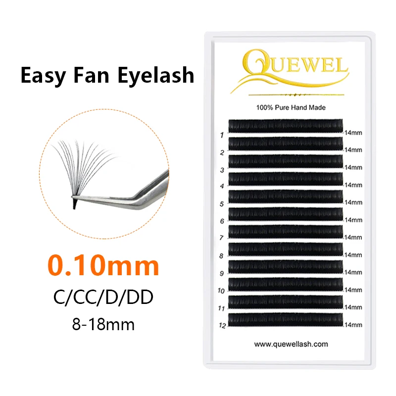 

Quewel Blooming 0.10mm Easy Fans Silk Eyelashes 2D-20D Automatic Flowering Volume Eyelash Extensions C/CC/D/DD Natural Lash Hot
