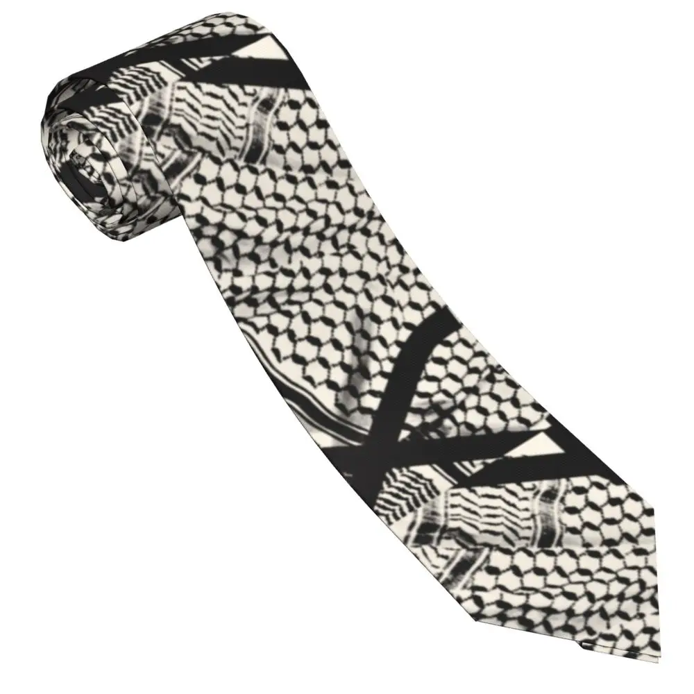 

Kufiya Palestine Men Neckties Fashion Polyester 8 cm Wide Palestinian Gaza Arabic Neck Tie for Men Daily Wear Gift