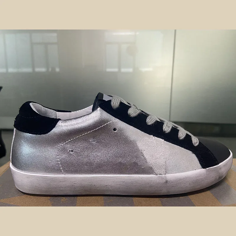 

2022 Autumn and Winter New Parent-child Shoes Silver Patent Leather Retro Old Small Dirty Casual All-match Children's Shoes ST25