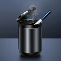 car ashtray led light alloy ash tray aluminum cup portable smokeless auto ashtray flame retardant cigarette holder box