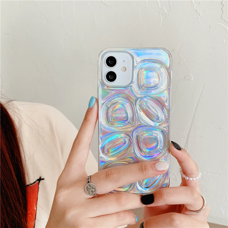 

Qianliyao Cute 3D Irregular Geometry Phone Case For iPhone 13 12 11 Pro XS Max XR X 8 7 Plus Se 2020 Soft TPU Shockproof Cover