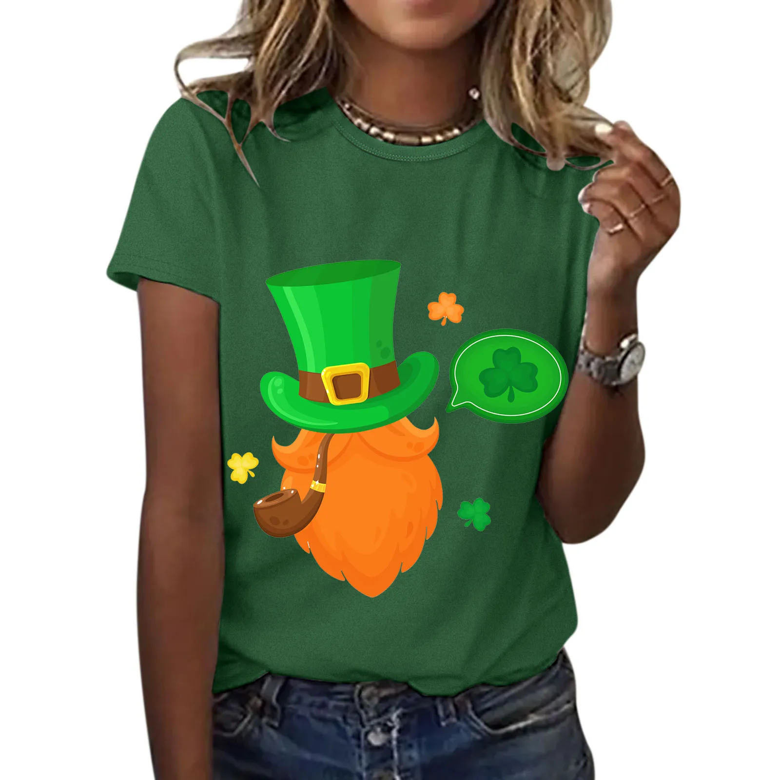 

Purple Shirt Women's St. Patrick's Day Top Shirts Casual Hat Printed Shirt Short Sleeve O Neck Purple Shirt Phrasing Shirt