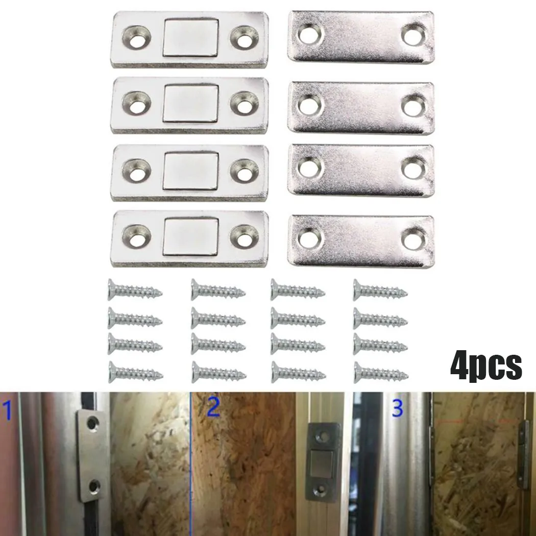

8Pcs Strong Magnetic Catch Latch Ultra Thin Door Cabinet Cupboard Closer Furniture Hardware Cabinet Catches With Screws