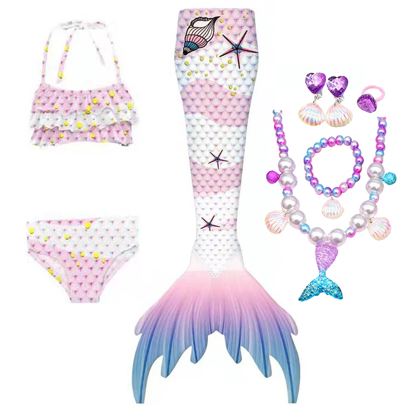 

Детский купальный костюм с хвостом русалки для девочек, комплект для косплея, Пляжное бикини