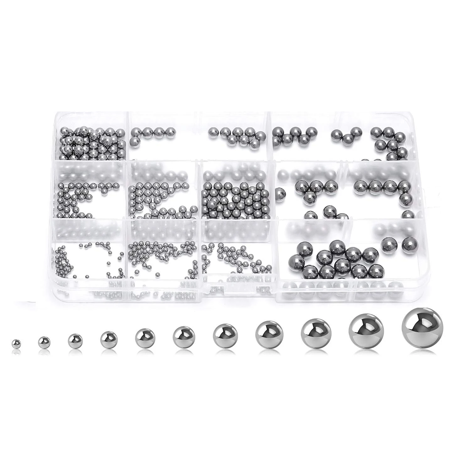 

520Pcs Precision Steel Ball Bearings 2-8mm Balls Magnetic Loose Bicycle Bearing Balls Assortment Kit