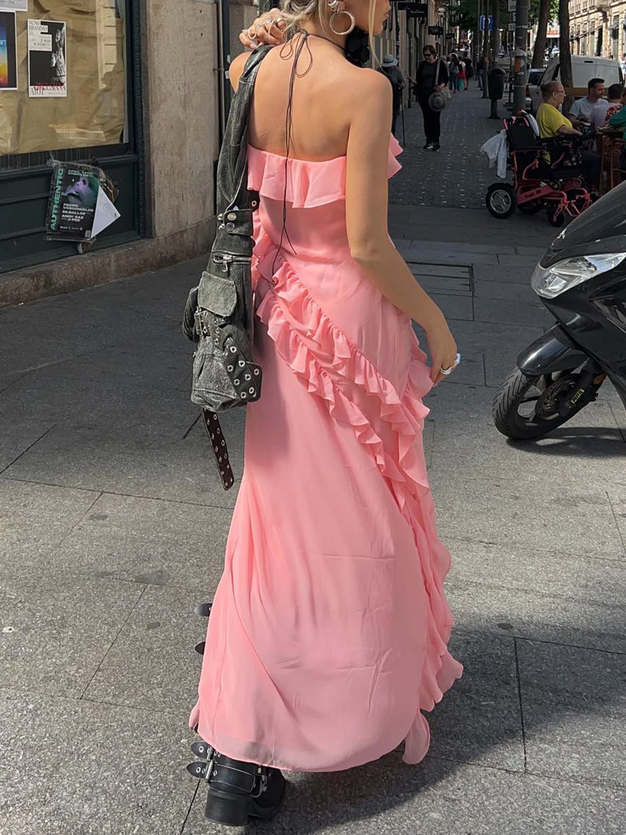 

VSQWLZT Women Sexy Strapless Tube Irregular Tassel Slim Long Dress Tie Dye Bodycon Party Going Out Dress ( 4-Orange