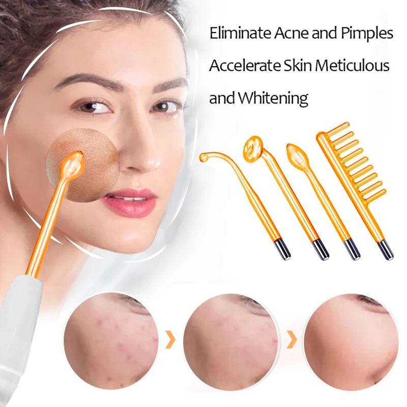 High Frequency Electrode Facial Skin Care Beauty Portable Electrotherapy Wand Glass Tube Acne Spot Wrinkle Remover Face Therapy