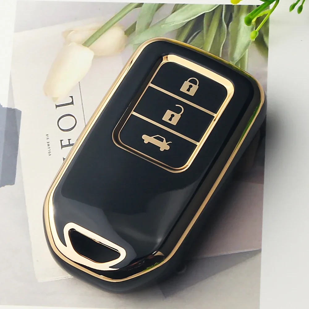 

KEYYOU 2/3/4 BTN Новый чехол для автомобильного ключа из ТПУ для Honda CRV CR-V Fit Civic Accord HR-V HRV City Odyssey XR-V Защищенный брелок без ключа