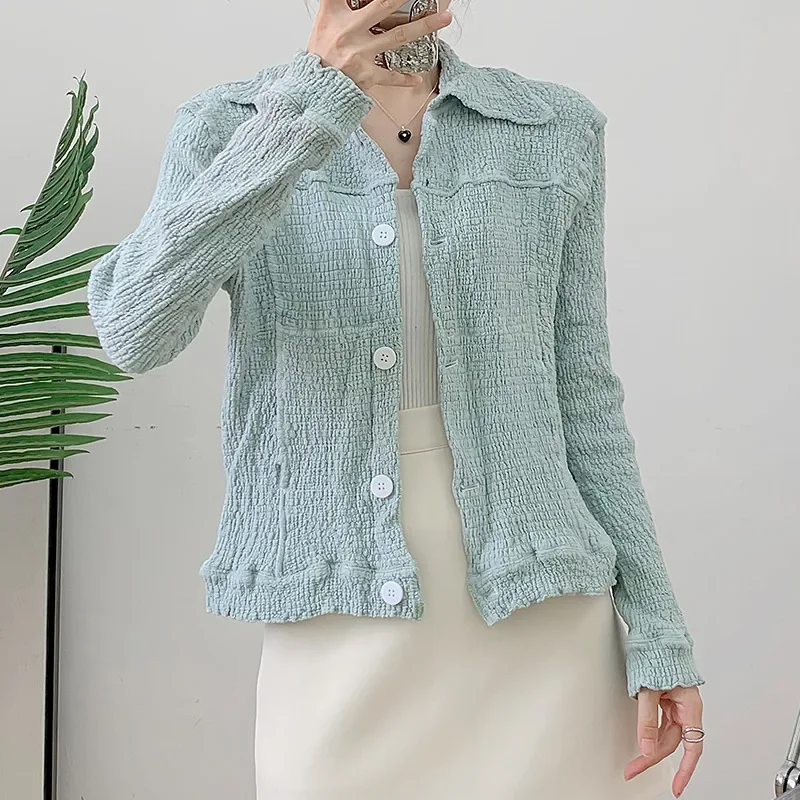 Плиссированная куртка со складками весна 2024 новый стиль дизайн чувственное