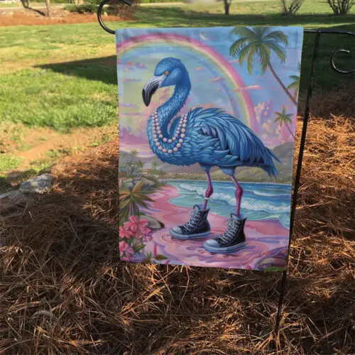 Двусторонний фламинго и паук с синим жемчугом флаг Vote Kamala Harris 2024.