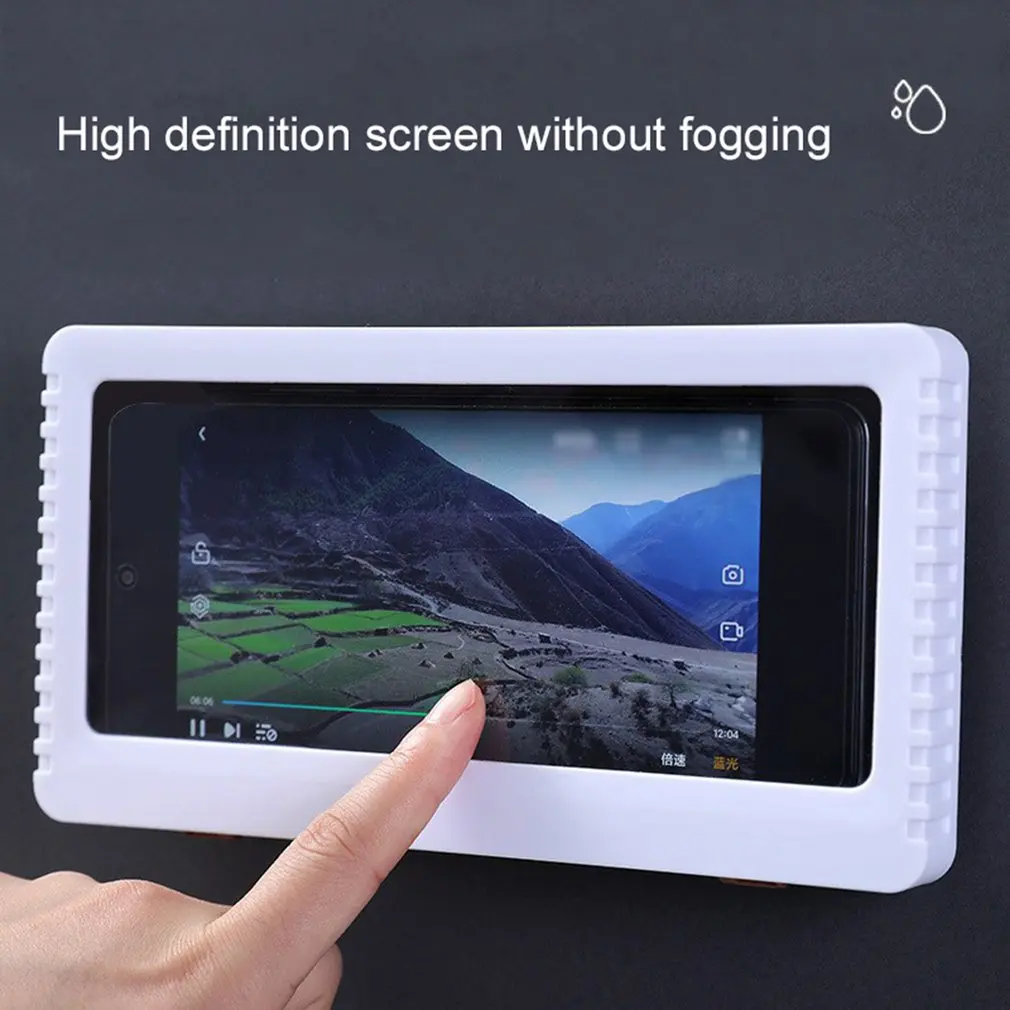 

Bathroom wall waterproof mobile phone box self-adhesive handle touch screen bathroom mobile phone shell shower sealed storage