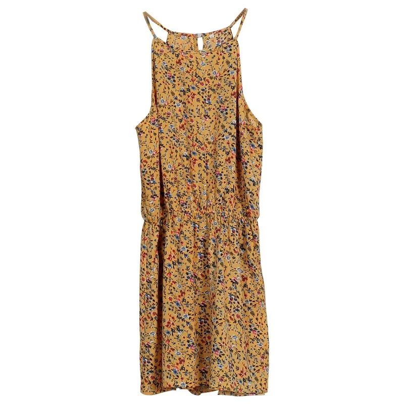 2023 Sling O Neck Vintage Floral Sexy Casual Jumpsuits Women Summer Loose Hollow Out Shirring Sleeveless Playsuits Boho Fashion