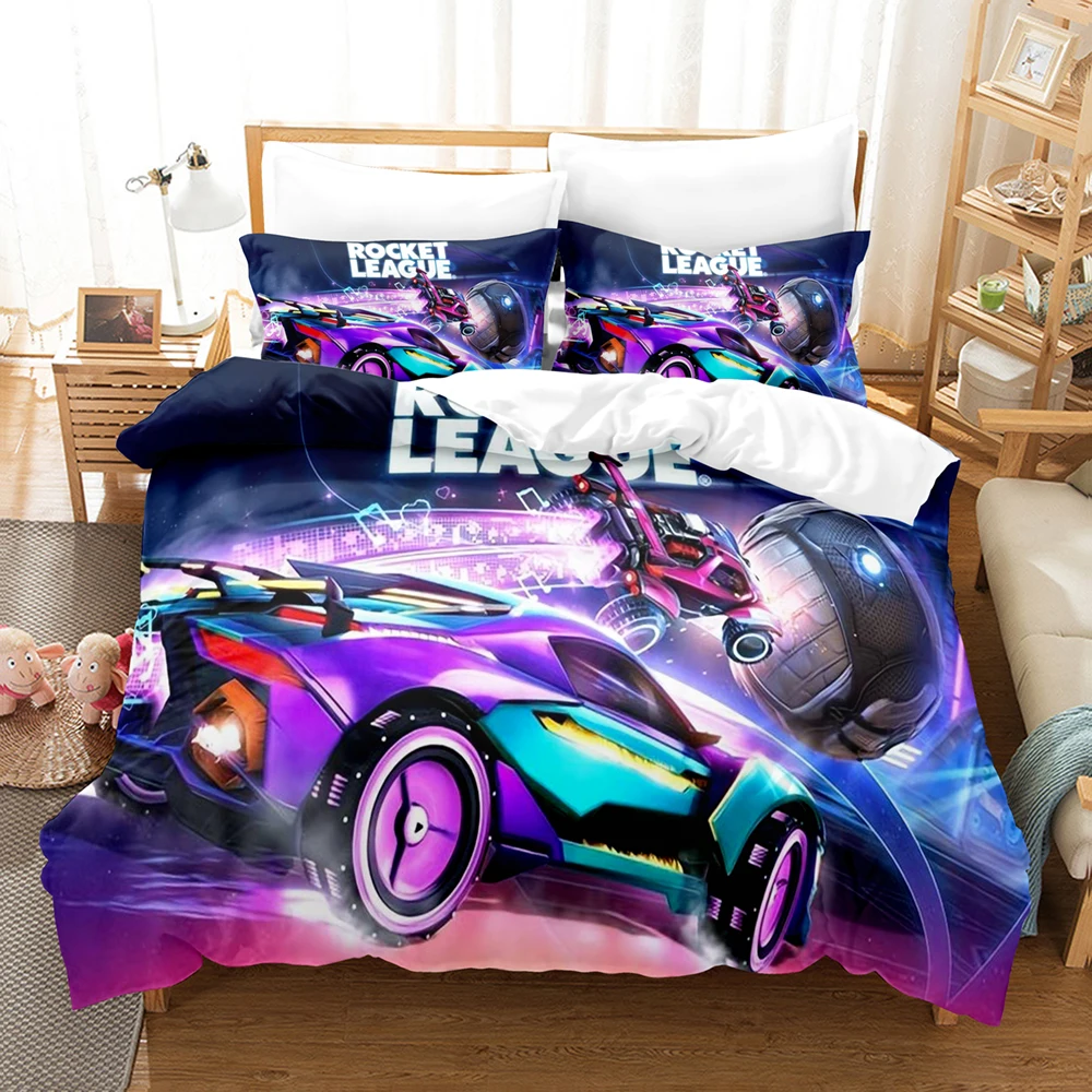 Rocket League Single Bedding Set America Car Gaming Bed Linen Boys Teens Double Twin Queen King Size Duvet Cover with Pillowcase