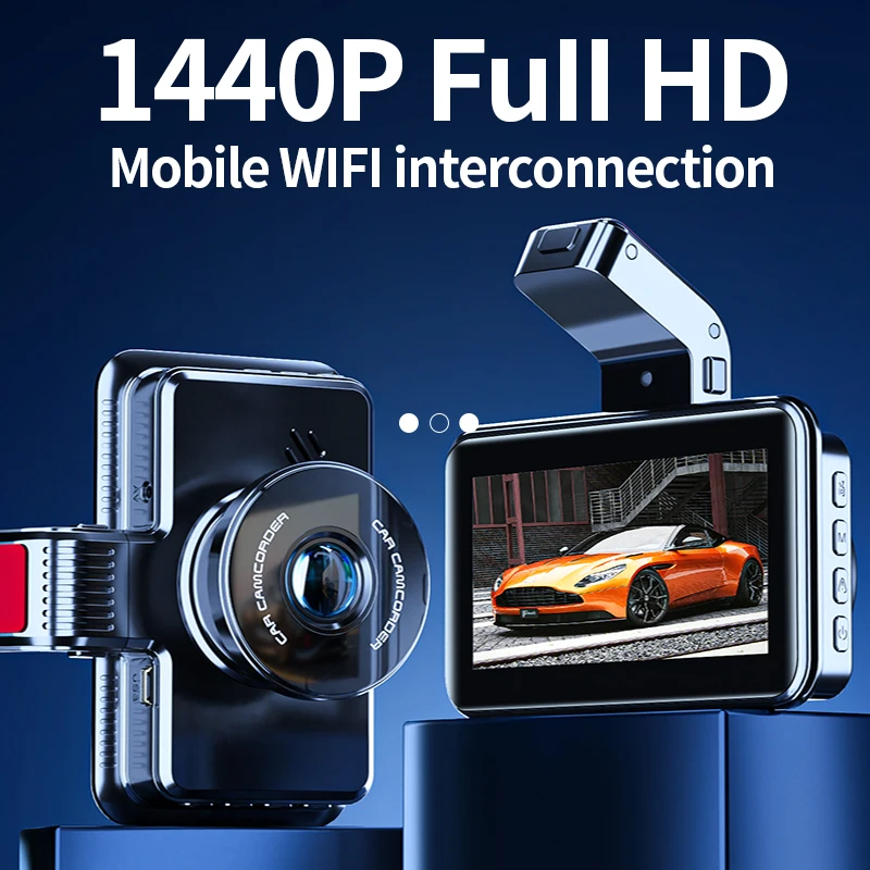 

WIFI 1440P Dash Car Dash Cam Camera Dual Lens Built In DVR Recorder Dashcam G-Sensor Loop Recording Parking Monitoring