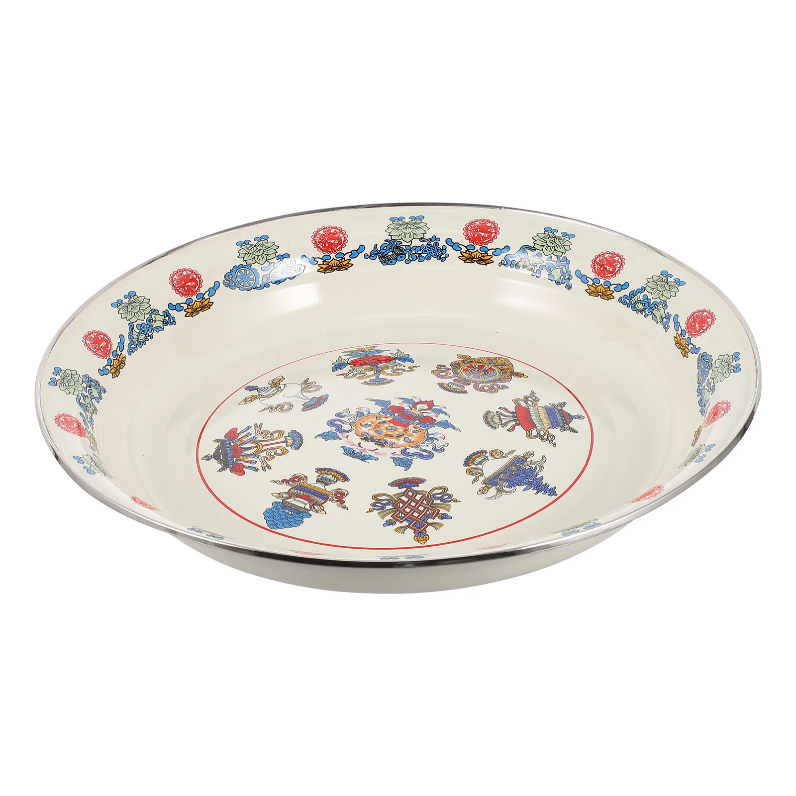 

Plate Enamel Basin Plates Camping Bowlenamelware Servingbowls Dishes Storage Vintage Cooking Home Dinner Wash Accessories Thick