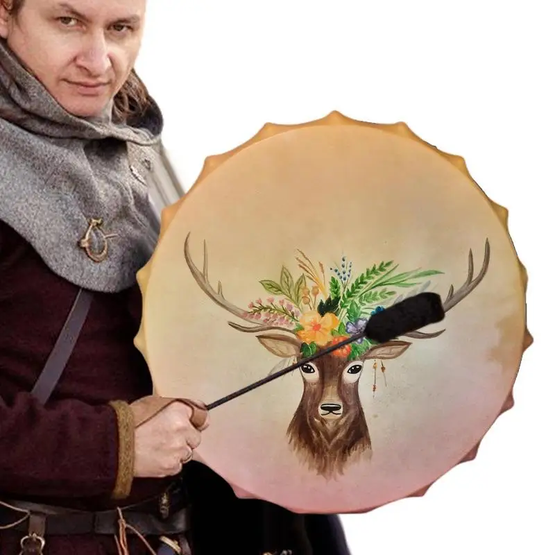 

Shaman Drum Handmade Elk Drum Percussion Instrument Musical Percussion Instrument Drum For Music Rhythm Ornament Gifts