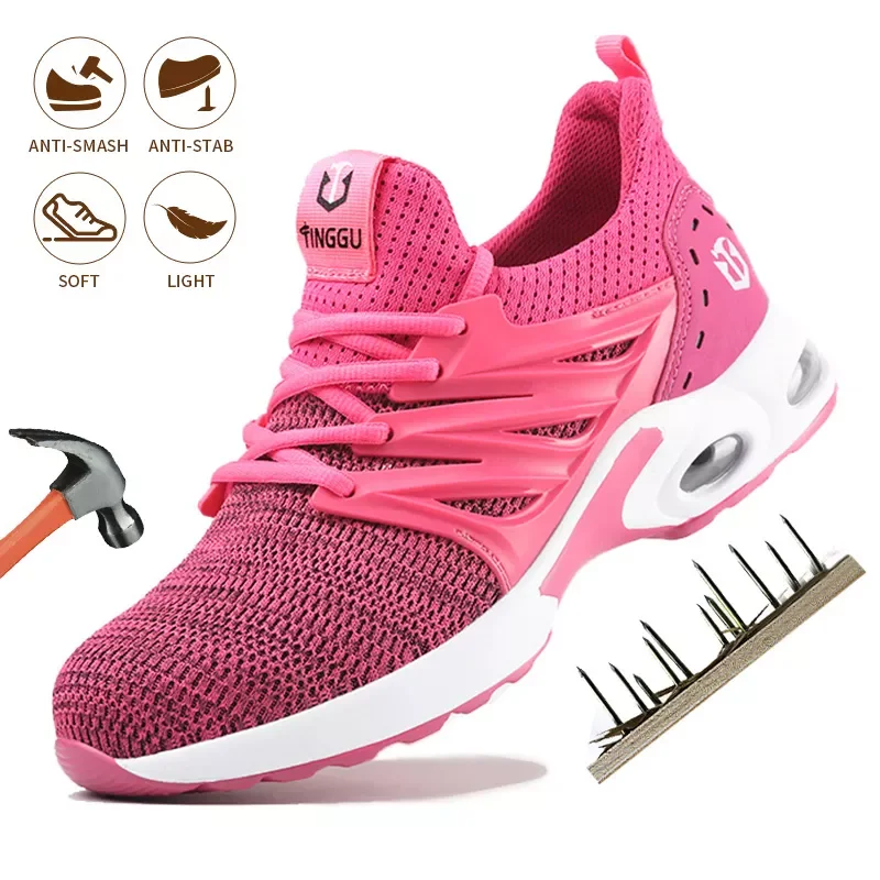

Anti Smashing and Anti Piercing Breathable Protection Shoes Steel Toe Air Cushion Snerakers Mesh Work Safety Shoes New