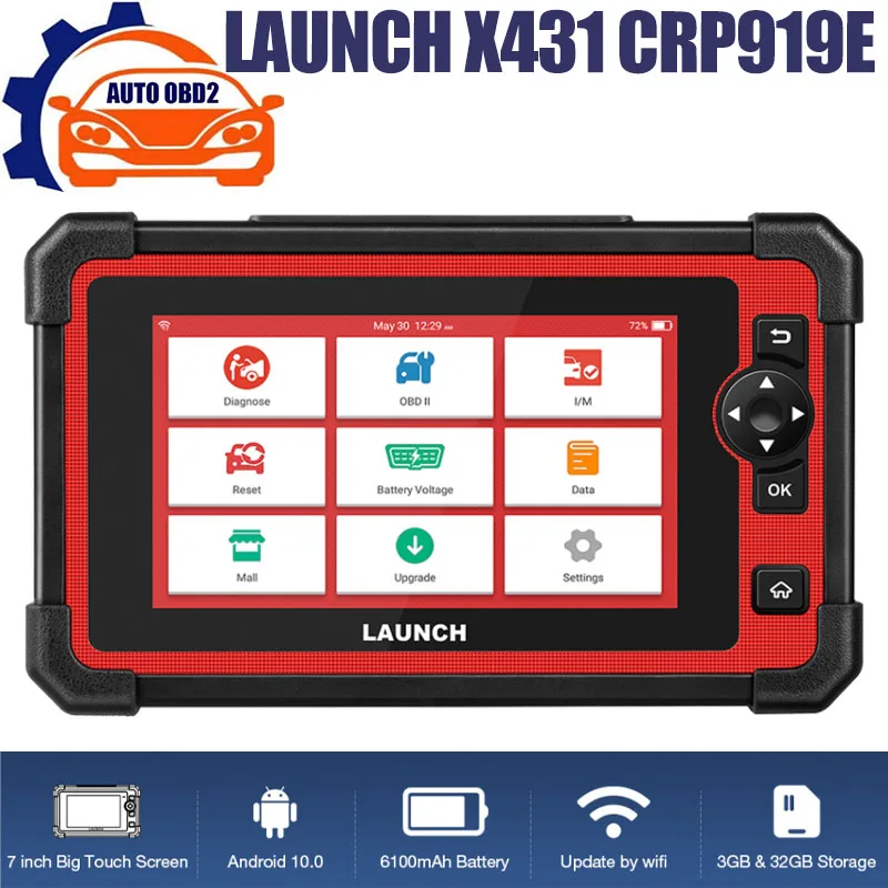 

LAUNCH X431 CRP919E Car Diagnostic Tool 31 Reset Active Test ECU Coding CAN FD/DIOP with AF TPMS IMMO 29 Service pK CRP909E