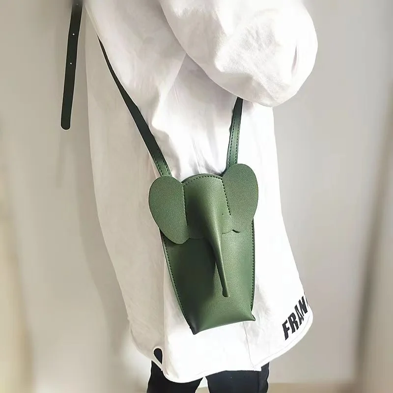 

Girls Fashion Genuine Leather Soft Small Card Phone Crossbody Bags Mini Elephant Cute Shoulder Bags Wallet Purse