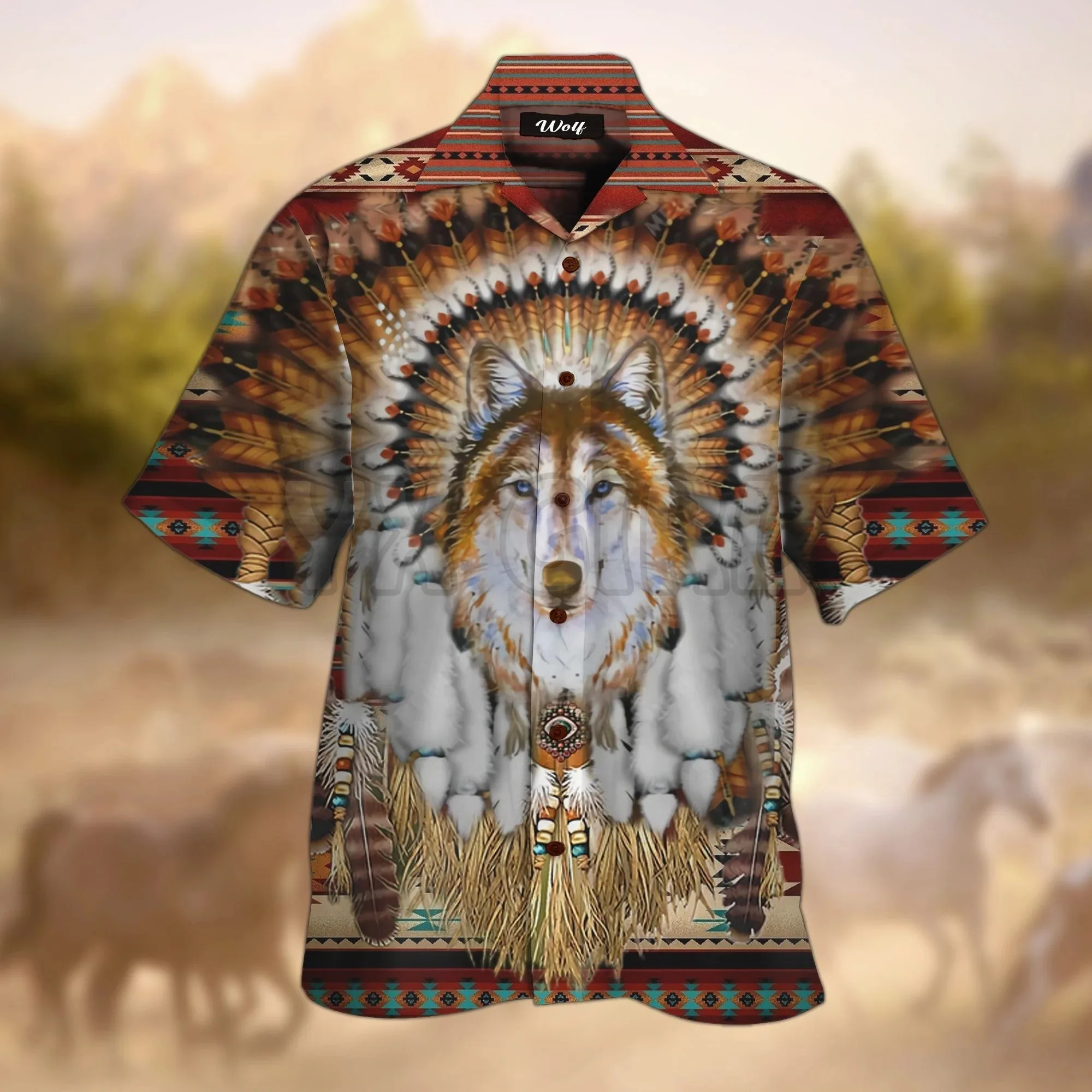 Native White Wolf  Hawaiian Shirt 3D All Over Printed Hawaiian Shirt Men's For Women's Harajuku Casual Shirt Unisex