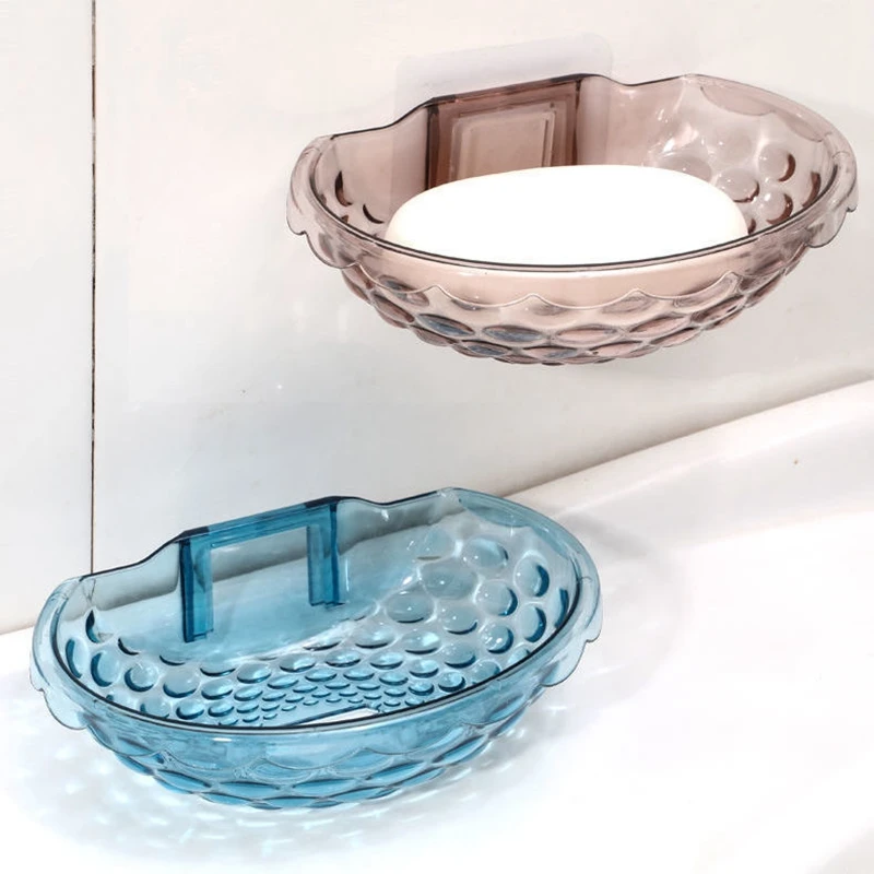 

1PCS Soap Box Wall Mount Quick Drainage Base Acrylic Stable Adhesive Soap Dishes Bathroom Punch-free transparent drain soap dish