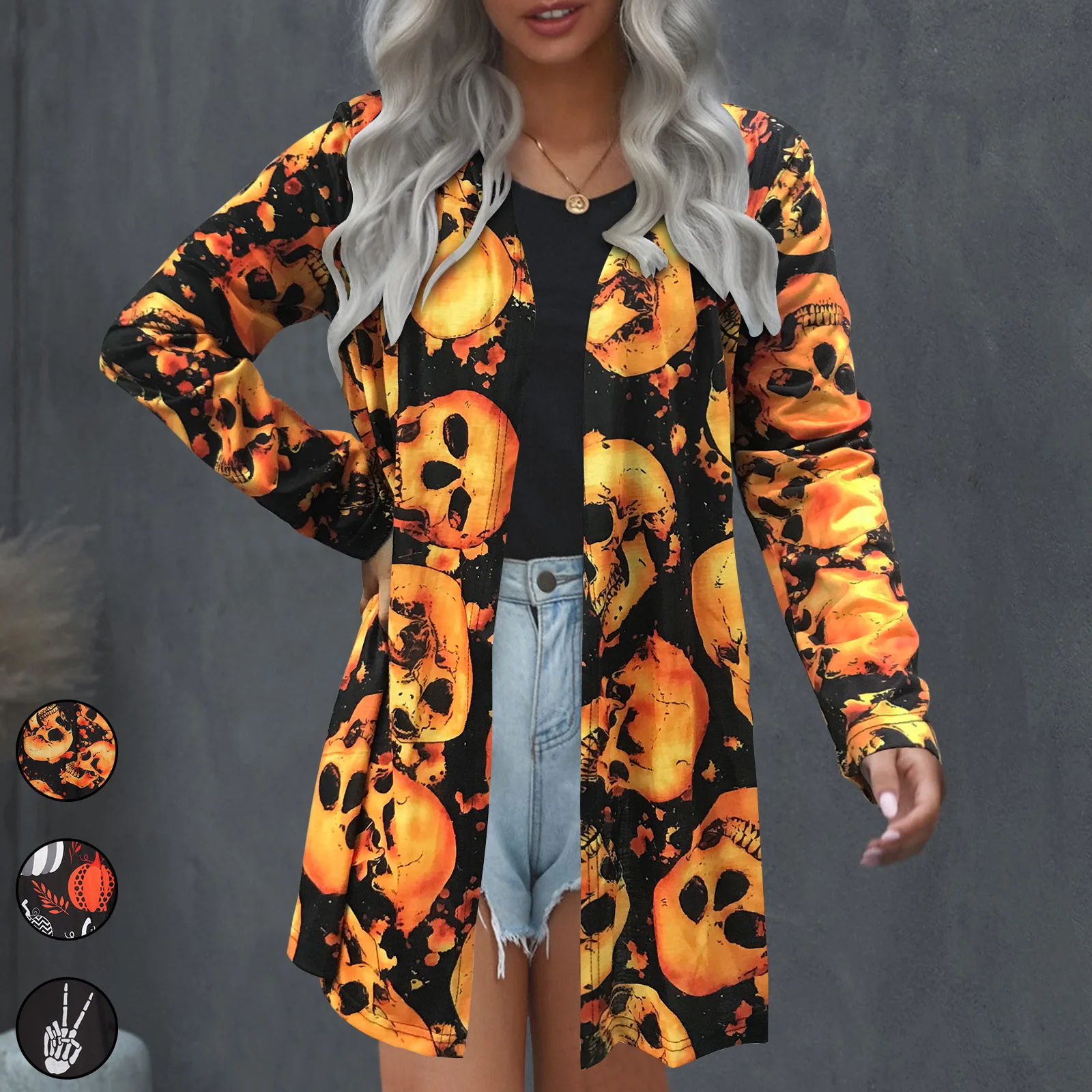 

Осенние куртки для женщин 2022 зимнее пальто осень новинка Женская мода на Хэллоуин Кардиган куртка с длинным рукавом