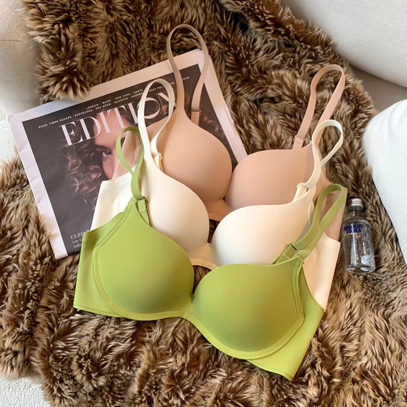

Japanese Seamless Underwear Women's Small Chest with Steel Ring Push up Top Thin Bottom Thick Breast Holding Anti-Sagging Thin