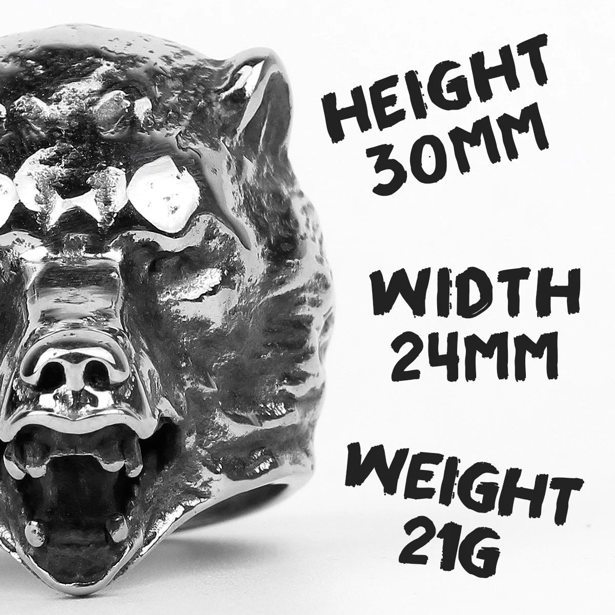 Мужские кольца из нержавеющей стали с медведем животным рок панк хип-хоп