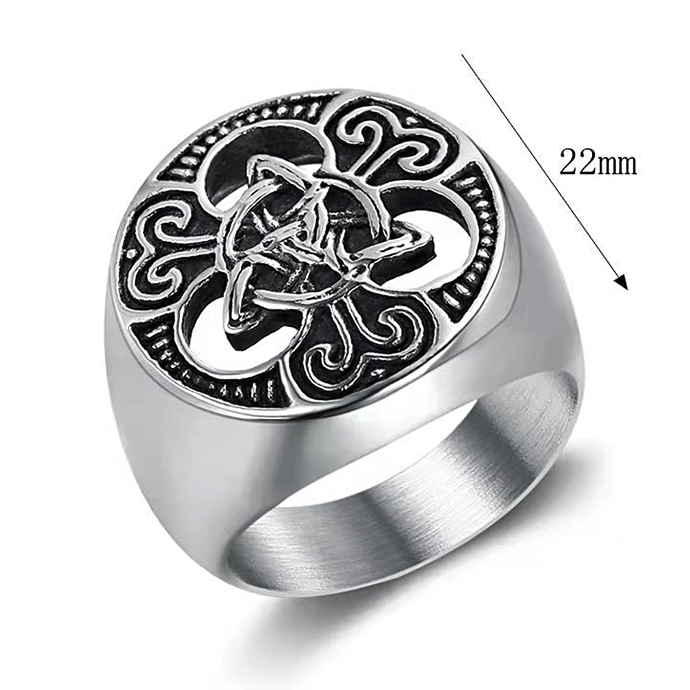 Vintage Odin Celtics Knot Ring Stainless Steel Biker Nordic Viking Ring Men Women Fashion Amulet Trinity Jewelry Gift Wholesale images - 6
