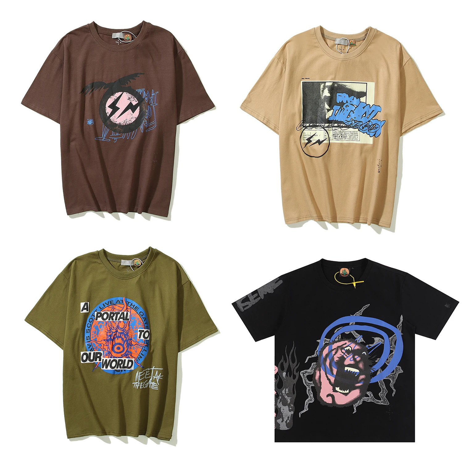 

2022 Travis Scott Cactus Jack Fragment Summer T-shirts Tour Tops Hip Hop Casual Tee Shirts Cotton Short Sleeves Camisetas