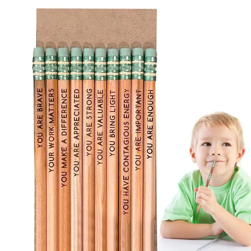 

Colorful Pencils Fun Pencils 10 Pcs Wood Fun Positive Pencils With Inspiring Words Sayings For Students Classrooms Favors Back