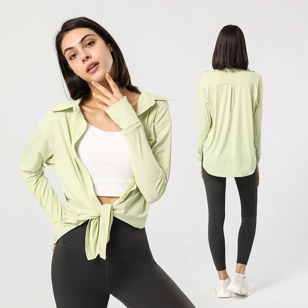 Summer Sun Protection Yoga Shirt Loose Ice Silk Cool Women's UV Protect Clothing Outdoor Sports Climbing Fitness Overshirt