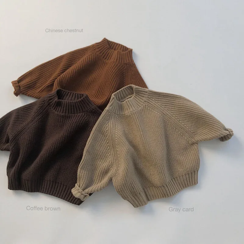 

Корейский стиль, Осень-зима, Детский свитер для 1-6 лет, повседневный Свободный пуловер, свитер для маленьких девочек и мальчиков, свитер, вяз...